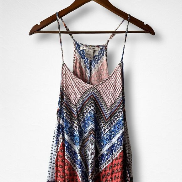 American Rag Cie Boho Patchwork Halter Spaghetti Strap Scarf Swing Dress Size XL - Picture 6 of 12